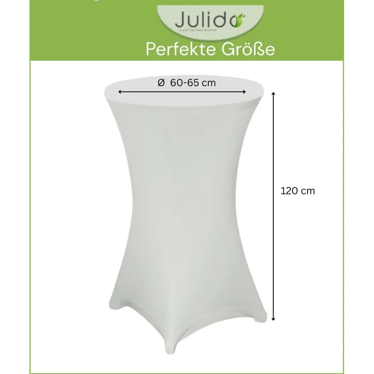 Julido Stehtischhusse Weiß Ø 60cm – Stretch Husse für Hochzeit, Party & Event