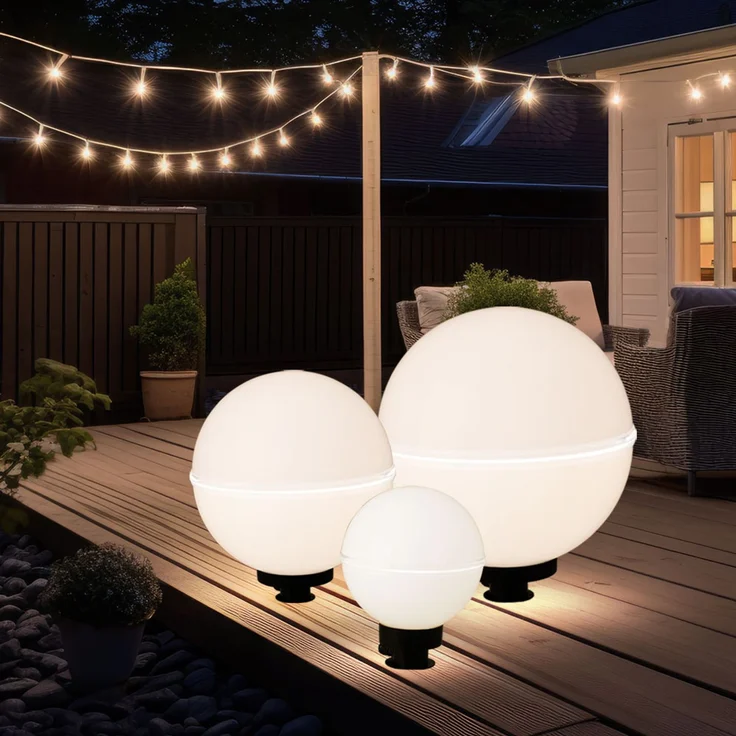 3er Set LED Kugelleuchten, schwarz, weiß, D 20 cm, 30 cm, 40 cm – Bild 10
