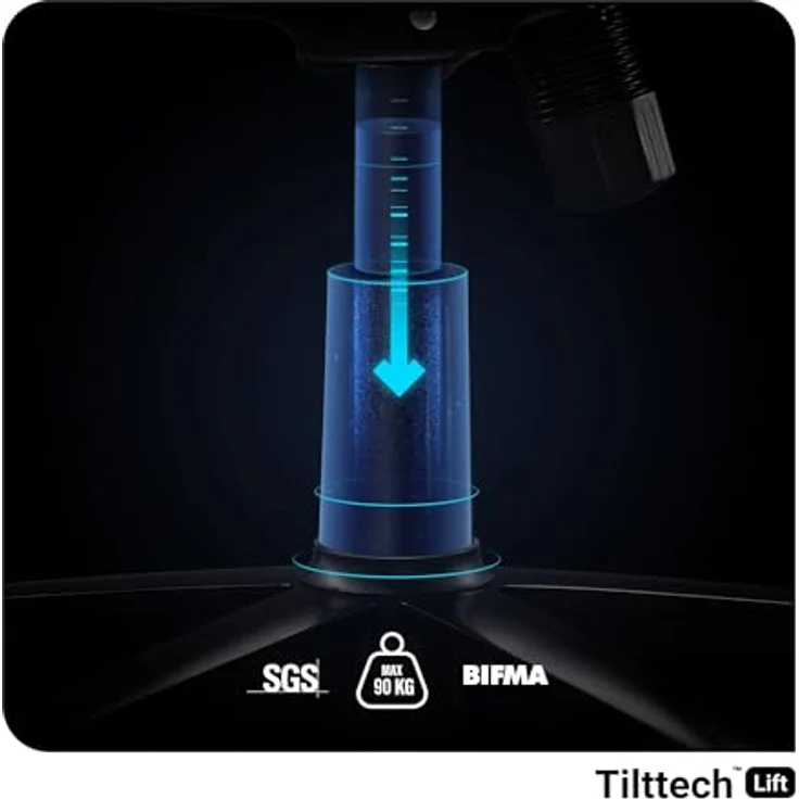 Diablo Chairs X-Player 2.0 Gaming-Stuhl ergonomischer Drehstuhl mit Höhenverstellung Memory Foam-Kopfstütze Lendenwirbelkissen Tilttech-System 58 x 35,5 x 117 cm Größe S Purpur-Anthrazit – Bild 12