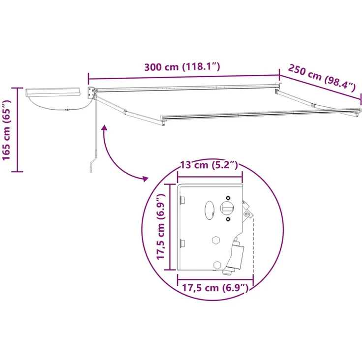 vidaXL Elektrische ausziehbare Markise Hellgrau 3 x 2,5 m 3420116 – Bild 11