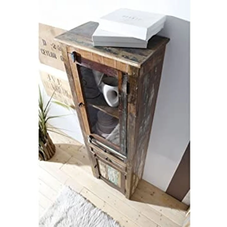 Vitrine Altholz 60x35x190 mehrfarbig lackiert NATURE OF SPIRIT #24 – Bild 2