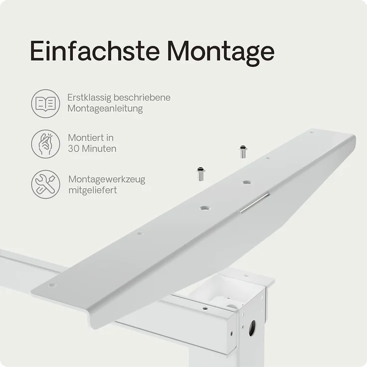 Desktronic Elektrisch Höhenverstellbarer Schreibtischgestell HomeOne , Weiß, mit Memory-Funktion, Anti-Kollisions Technologie, USB-A und USB-C-Ladeanschlüssen – Bild 7