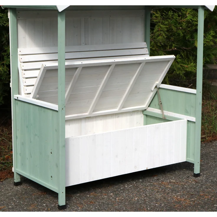 Garten Bank überdacht Gartenhaus Sitzbank Auflagenbox Rosenbank Philosophenbank – Bild 2