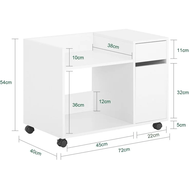 SoBuy ASK02-W Schubladenschrank Büro, Spanplatte, Melamin, Weiß, 72 x 54 x 40 cm – Bild 3
