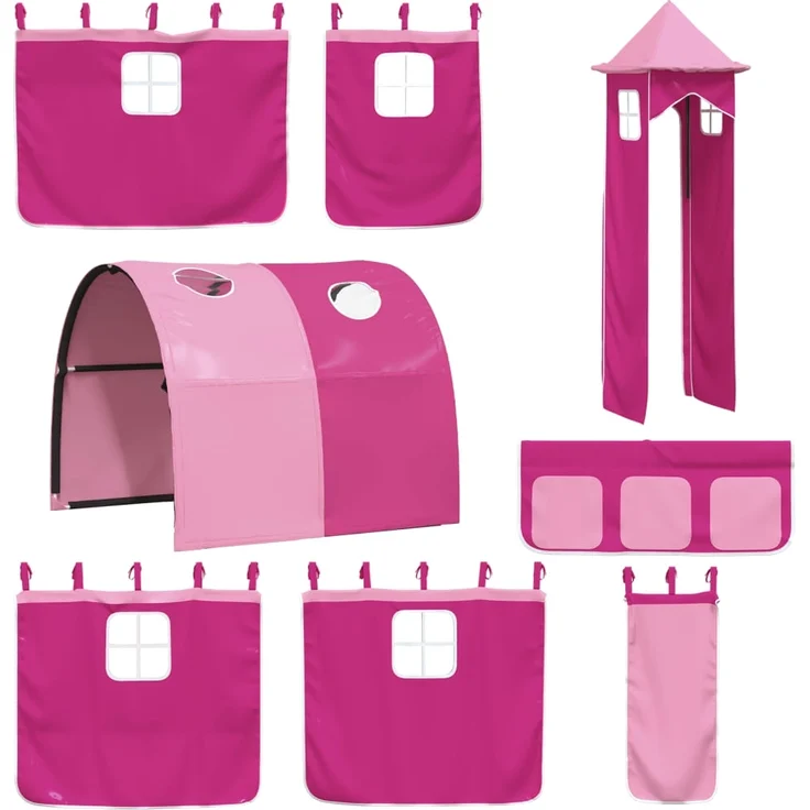 vidaXL Vorhänge für Hochbett mit Tunnel und Turm Rosa 835921 – Bild 2