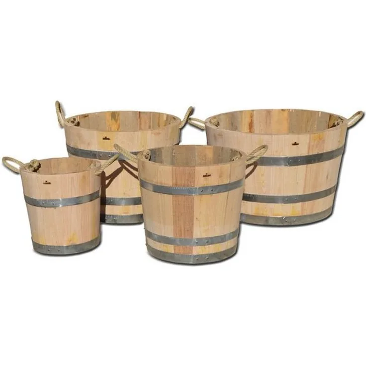 Temesso Pflanzkübel Kübel NATUR, Pflanzkübel aus Kastanienholz, 30 bis 60 cm Durchmesser