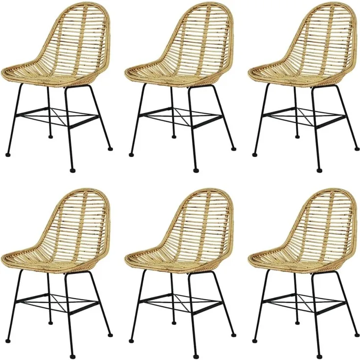 vidaXL Esszimmerstühle 6 Stk. Rattan Natur 275498
