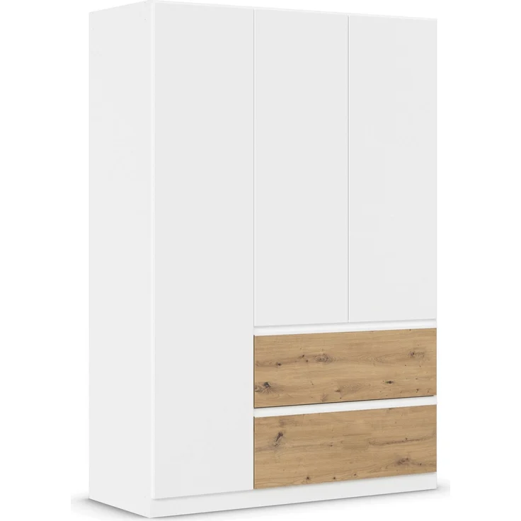 rauch Kleiderschrank, Drehtürenschrank COSTA, 3-türig, 2 Schubkästen, push-to-open, Alpinweiß, 136 x 197 x 54 cm – Bild 3