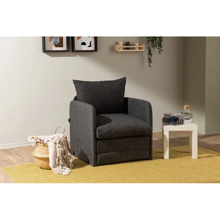 Hanah Home 'Saga Single - Dark Grey' 1-Sitzer-Schlafsofa, Dunkelgrau, 68 x 70 x 66 cm