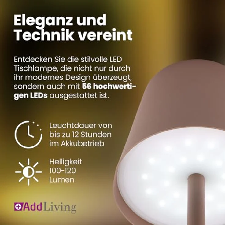 AddLiving LED Fashion Tischlampe, dimmbare Schreibtischlampe mit 3 Farbtemperaturen, kupfer, mobil und mit USB-Anschluss – Bild 3