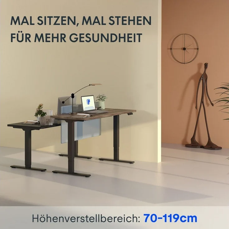 FLEXISPOT Schreibtisch Basic Plus höhenverstellbarer Schreibtisch mit Premium-Zubehör-Set (2 Motore & 2-Fach-Teleskop & 4 Höhenspeichertasten), MIT 25MM einteiliger Tischplatte, 120/140/160/180