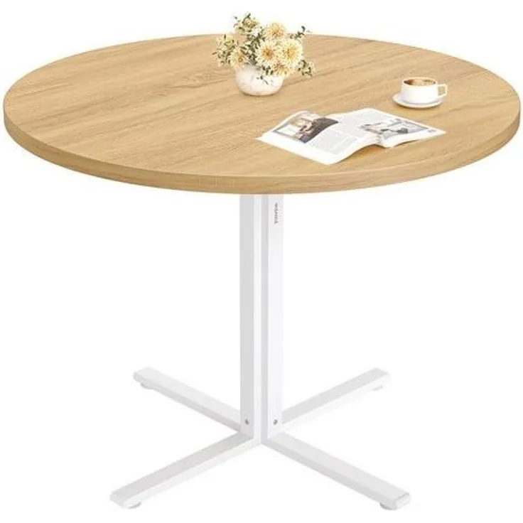 VASAGLE Esstisch, Esszimmertisch, für 4 Personen, Landhausstil, wasserresistente Oberfläche, 80 cm d, 74,8 cm H, vielseitig, Goldeichenfarben, KDTDE082Y02
