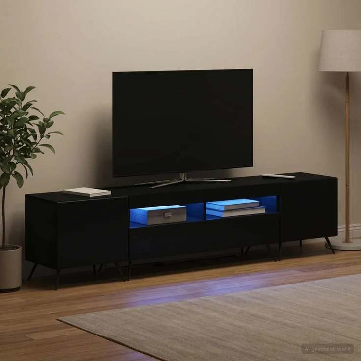 vidaXL LED-TV-Schrank BREDA 3 stk. Schwarz Holzwerkstoff 3416918 – Bild 1