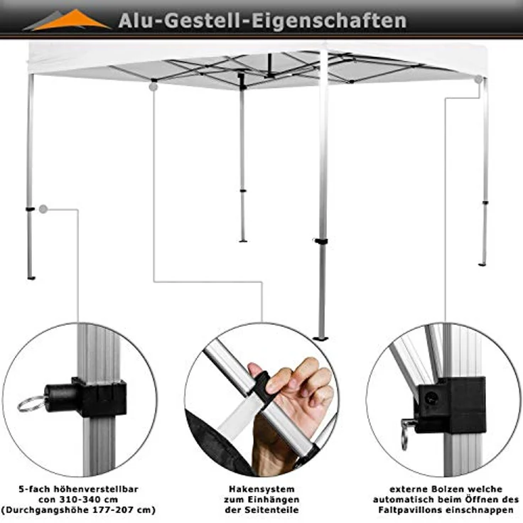 INSTENT Faltpavillon "PRO" 3x3,Trolley, Alu, urban – Bild 4
