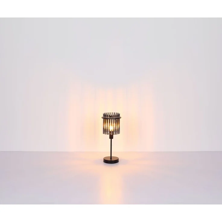 Tischleuchte, Metall, Glasstäbe, rauchfarben, E14, H 37,5 cm – Bild 8