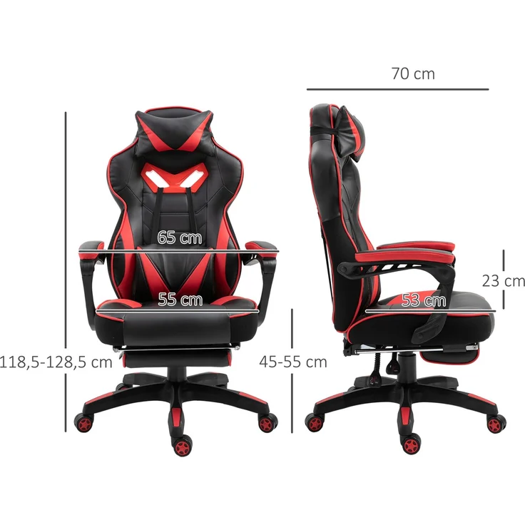 MELAYR, Ergonomischer Gaming-Stuhl, Bequemer Bürostuhl mit Fußstütze, 81 x 32 x 65 cm, Rot – Bild 5