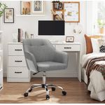 Songmics höhenverstellbarer Bürostuhl, bis 120 kg belastbar, Leinenimitat grau, 64x64 x (83-93) cm