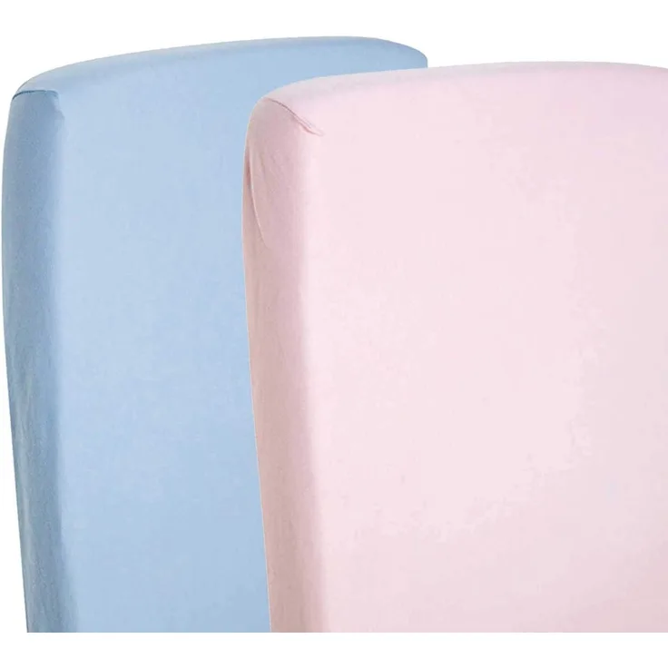 DuDu N Girlie für Kinderbett, Baumwolle Jersey Spannbettlaken Blatt, blau/pink, 2 Stück