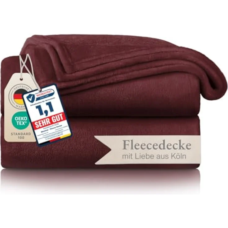 Blumtal Kuscheldecke flauschig - Oeko-TEX zertifizierte Fleecedecke 130x150 cm - Wohndecke 130x150 cm - Decke Couch Wohn- & Kuscheldecke - Flauschdecke - Wohndecke Kuscheldecke 130x150 cm Dunkelrot – Bild 2