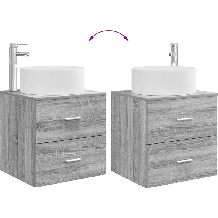 vidaXL Badezimmerschrank-Set 2 stk. Grau Sonoma 79,5 x 44,5 x 80 cm 3403933 – Bild 9