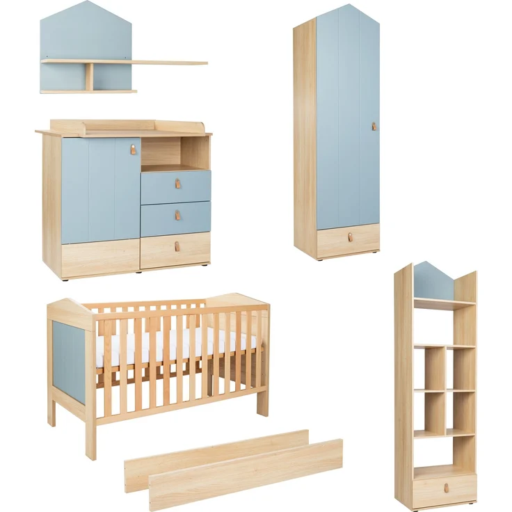 6-teiliges Babymöbel-Megaset »Roofy« mit 1-trg. Kleiderschrank, Salbei / Nagano Oak, Arthur Berndt – Bild 2