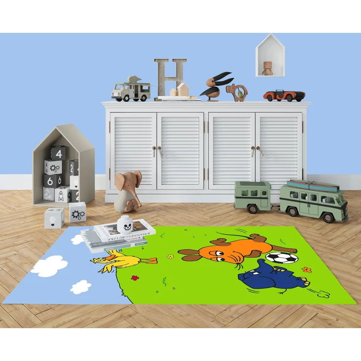 BERONAGE Kinderteppich Die Sendung mit der Maus Fußball Spiel-Teppich 100x133 cm, rechteckig, Höhe: 10 mm, rutschfest – Bild 3