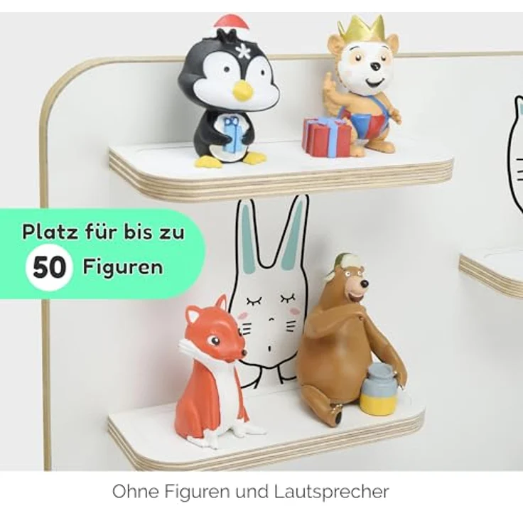 stadtecken Holzregal für Musikbox I Geeignet für die Toniebox und ca. 50 Tonies I Perfekte Tonie Aufbewahrung im Kinderzimmer I Zum Aufstellen oder Aufhängen (Freunde, Groß) – Bild 5