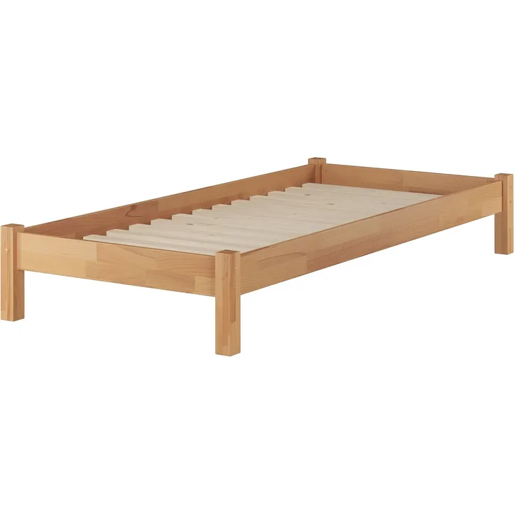Buche-Bett Futonbett Einzelbett 90x200 Massivholzbett natur Rollrost 60.84-09