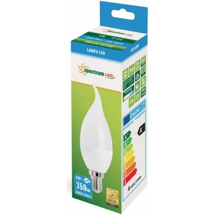 Spectrum LED-Leuchtmittel LED E14 C37 Windstoß 4W = 31W 340lm 200° matt 230V Kaltweiß 6000K, E14, Kaltweiß, Windstoß – Bild 2