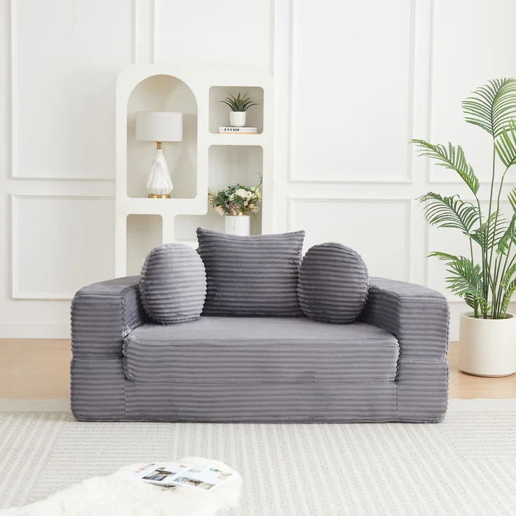 ZUBALIYA SchlafSofa mit USB - Anschluss, mit Schreibtisch, mit Cordbezug, mit Schaumstoffpolsterung, für Wohnzimmer und Apartments – Bild 18