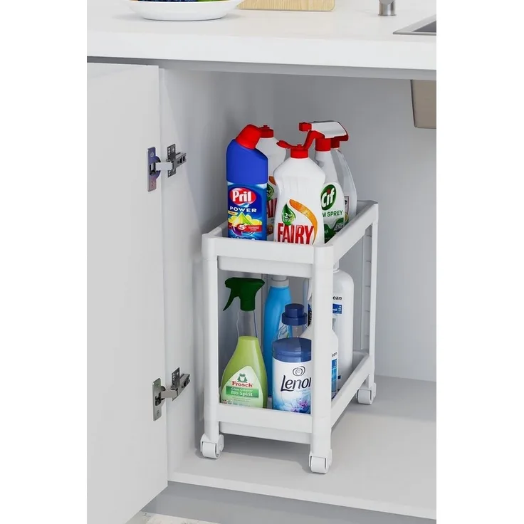 Luxury Bites Spülenunterschrank Flexibles Untertischregal mit Rollen, 2 Ebenen