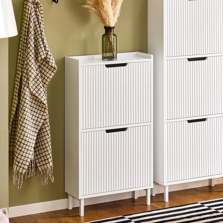 SoBuy FSR177-W Schuhschrank, MDF, Lackiert, Weiß, 50 x 90 x 19 cm – Bild 9