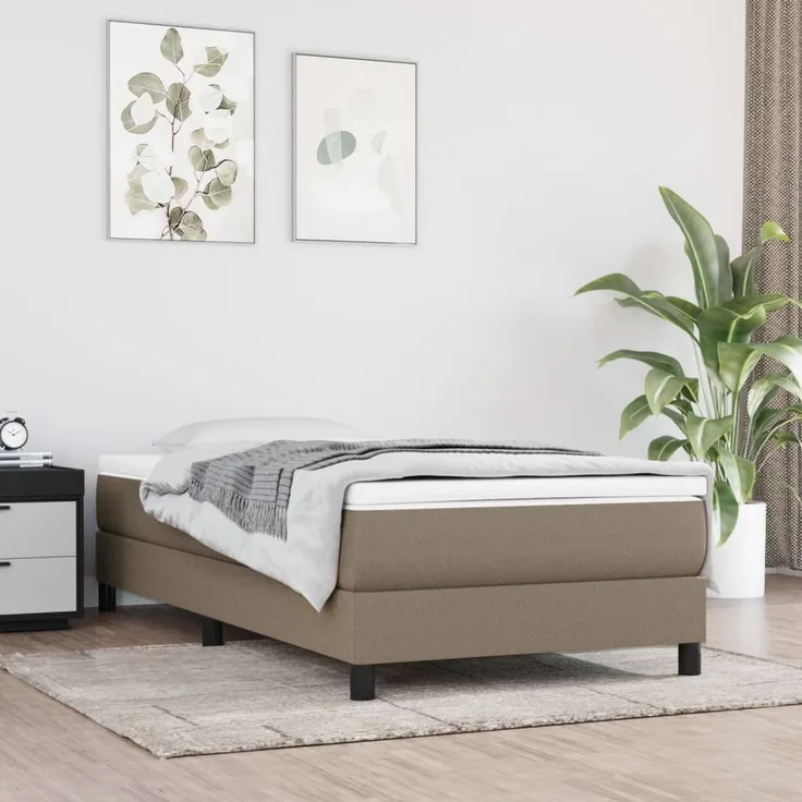vidaXL Polsterbett, Stoff, 25,0 cm, Taupe, 80x200 cm, mit Lattenrost, Schwarz