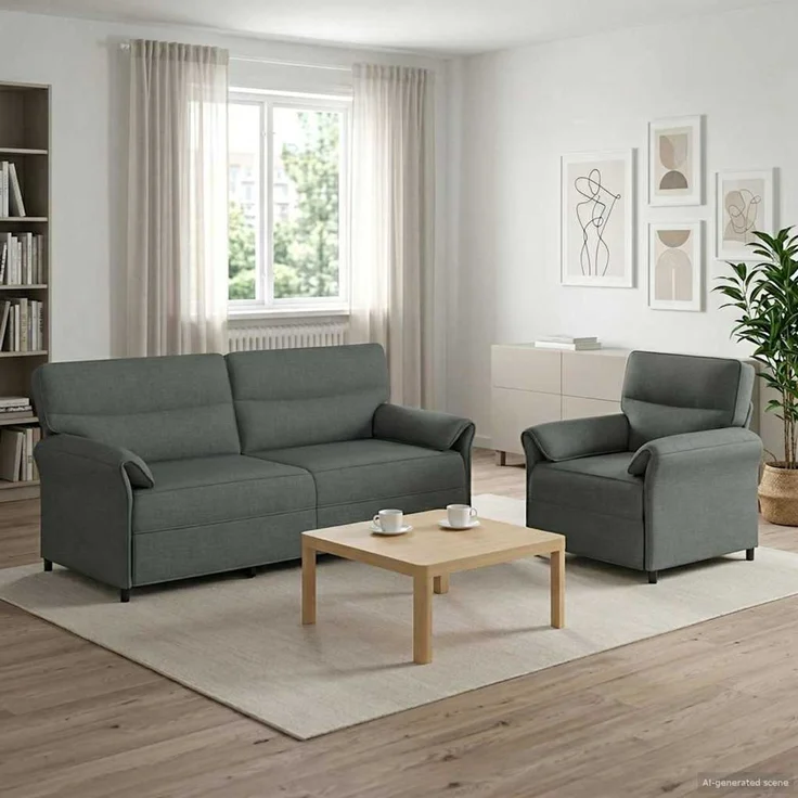 vidaXL Sofa Set 2 stk. Dunkelgrau Stoff 3424872 – Bild 1