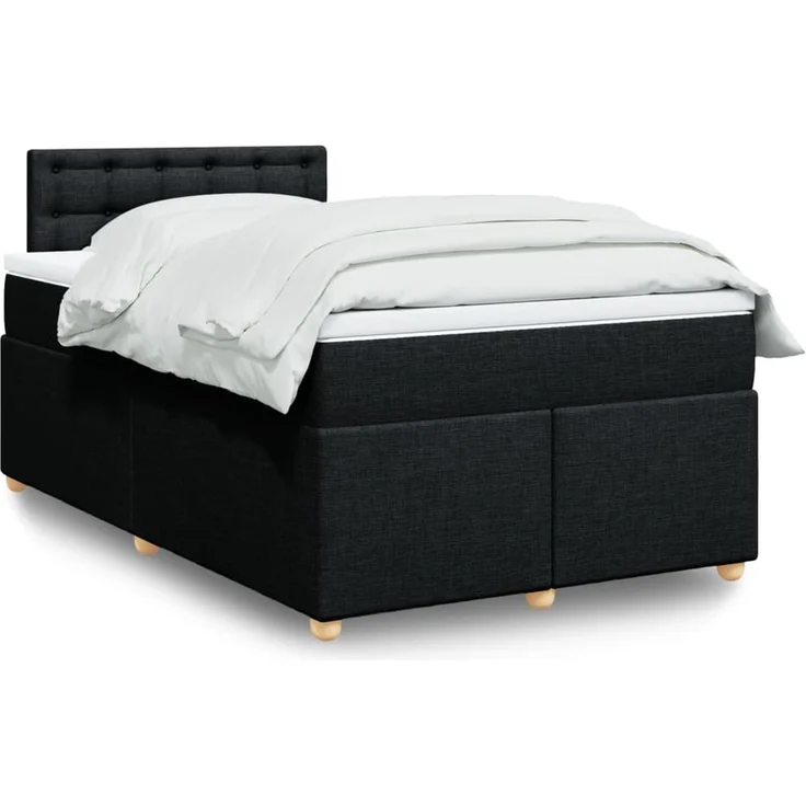vidaXL Boxspringbett mit Matratze Schwarz 120x190 cm Stoff 3288935 – Bild 1
