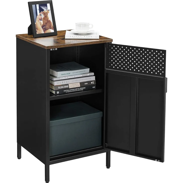 Songmics Sideboard Küchenschrank, Metallschrank, Tür mit Magnet, Stahlgestell, schwarz, 42,5 x 40 x 76 cm – Bild 8