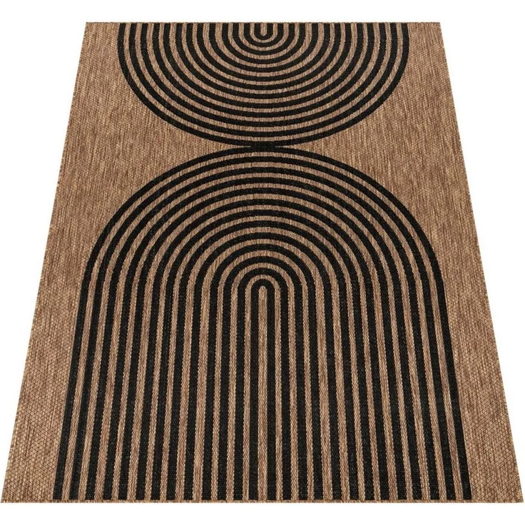 TaraCarpet Teppich Tara Carpet Columbia-Fashion Wave In & Outdoor auch für die Küche, rechteckig, Höhe: 5 mm, Balkon Terrasse Wintergarten natur schwarz Esszimmer 120x160 – Bild 2