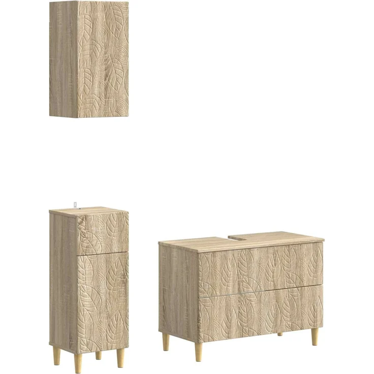 vidaXL 3-teiliges Badezimmer-Schranksystem DELFT Sonoma-Eiche 3417785 – Bild 2