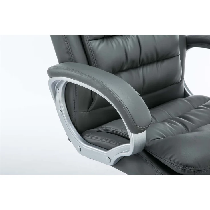DELUKE® Bürostuhl SOUK - 116x68x77, Grau Kunstleder Metall in Chromoptik Gestell ergonomische Bürostühle Homeoffice Stuhl mit Rollen – Bild 5