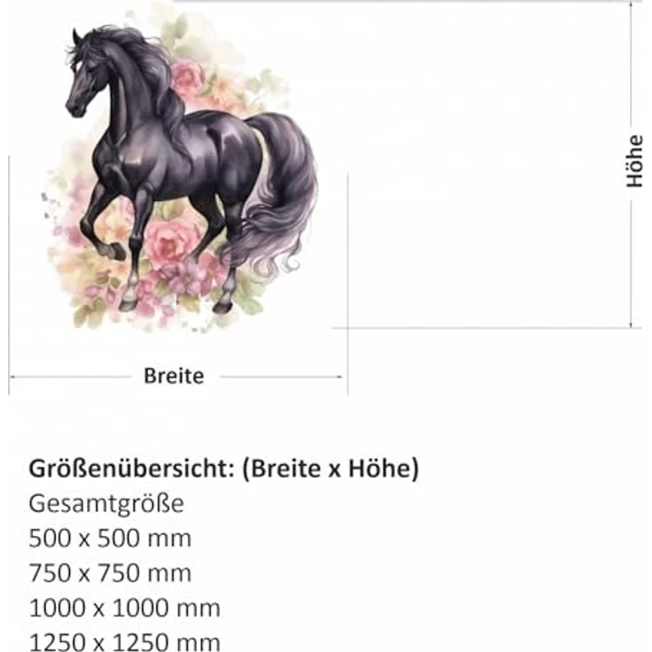 nikima Wandtattoo 245 Wandtattoo Pferd Rappe schwarz - Größe 500 x 500 mm (PVC-Folie), in 4 vers. Größen – Bild 3