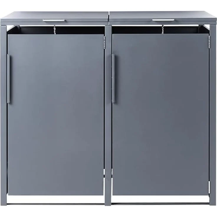 Mülltonnenbox 480 L PIACENZA Doppelt Metall Dunkelgrau – Bild 4