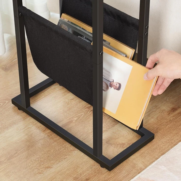 Hoobro BEISTELLTISCH Schwarz aus gehärtetem Glas Zeitschriftenhalter (H 55 x T 40 x B 18 cm) – Bild 7