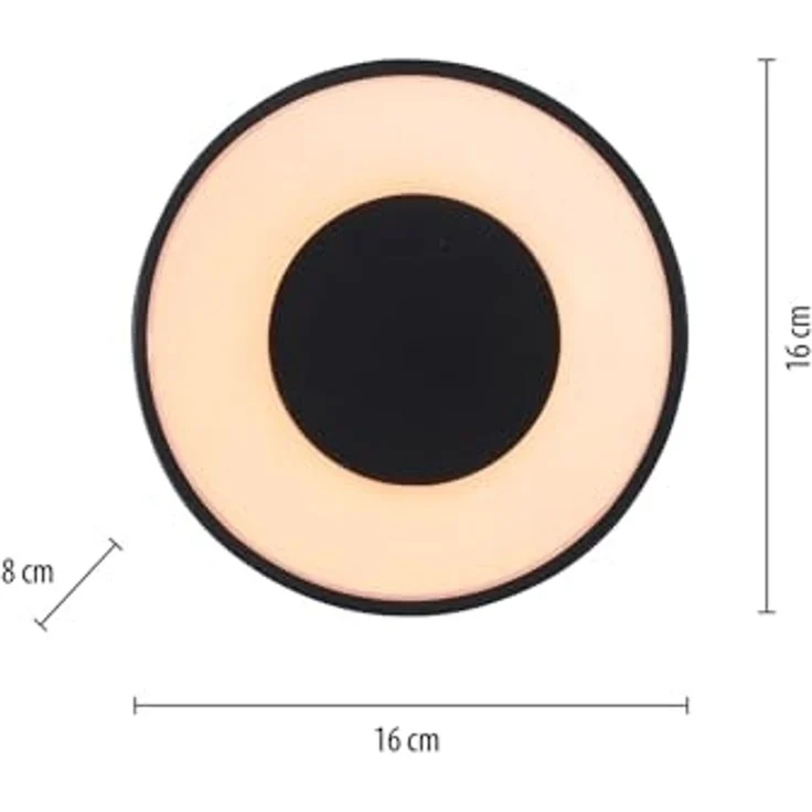 JUST LIGHT LED Deckenleuchte TANIKA, Ø 16 cm, 1-flammig, Schwarz, Kunststoff, Dimmfunktion, Memoryfunktion, LED Deckenlampe – Bild 5