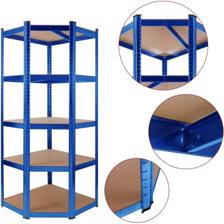 Arebos Schwerlastregal, Eckregal 180 x 90 x 40 cm, 180 x 70 x 70 cm, je 875 kg, Set 3-tlg, Stecksystem – Bild 7