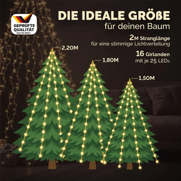 Monzana® Weihnachtsbaumbeleuchtung mit Ring 2m LED Lichterkette – Bild 4