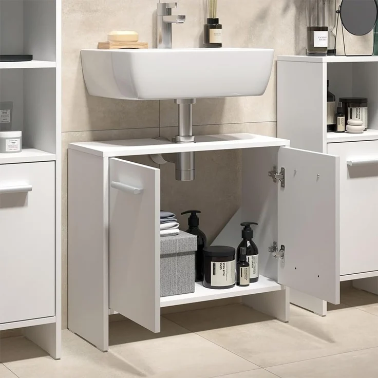 Badezimmermöbel-Set Karli Weiß 2-teilig Vicco – Bild 4