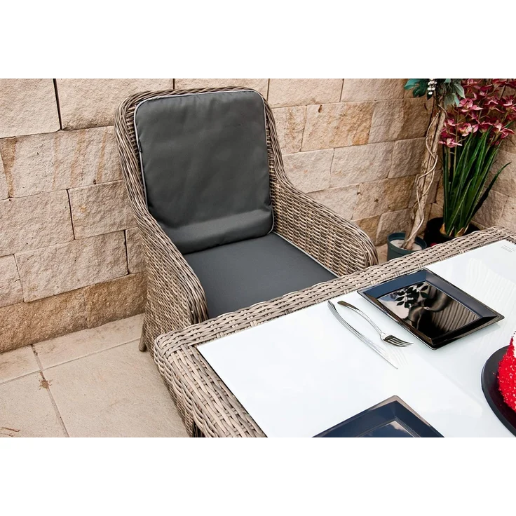 Ragnarök Möbel-Design Garten-Essgruppe Esstisch Set Kingchair, (Set, Polyrattan, Alu), Set bestehend aus 6 bequemen Sessel, 1 großem Tisch – Bild 5