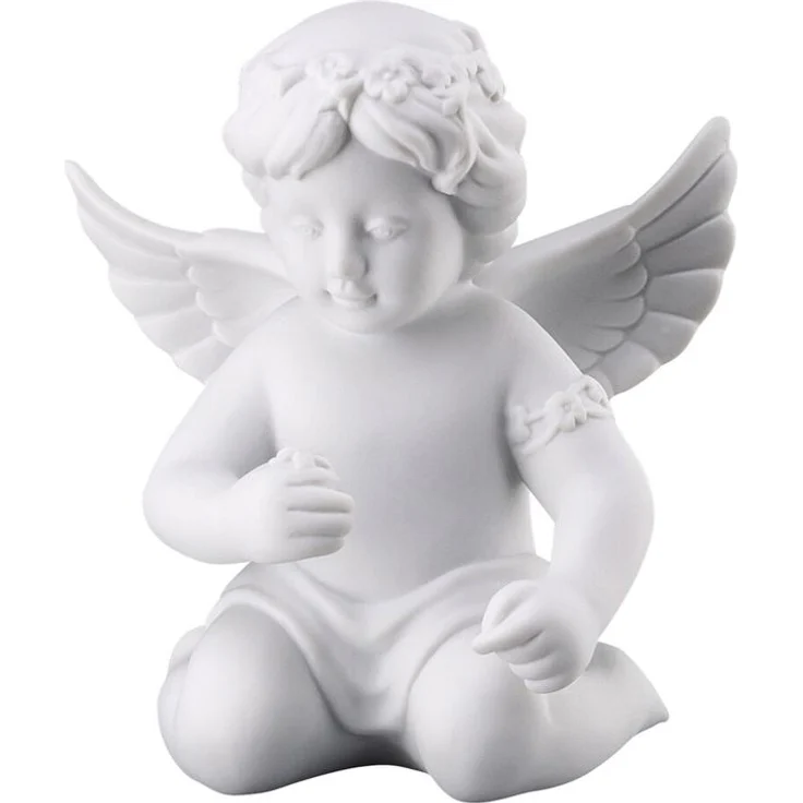 Rosenthal Selection Engel mit Blumenkranz Mittel Weiss Matt