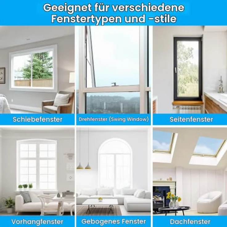 Fliegengitter Fenster 2er Set 150 x 155 cm | DIY zuschneidbar ohne Bohren, Klebemontage | Insektenschutz Fenster Fliegenvorhang Moskitonetz | mit Schneidewerkzeug | transparent, feinmaschig, Schwarz – Bild 7