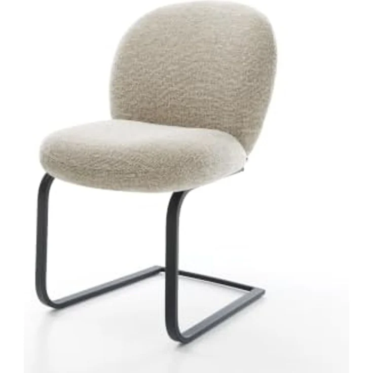 Freischwinger Nube-Flex Webstoff Soft Beige Freischwinger flach Schwarz Taschenfederkern – Bild 3